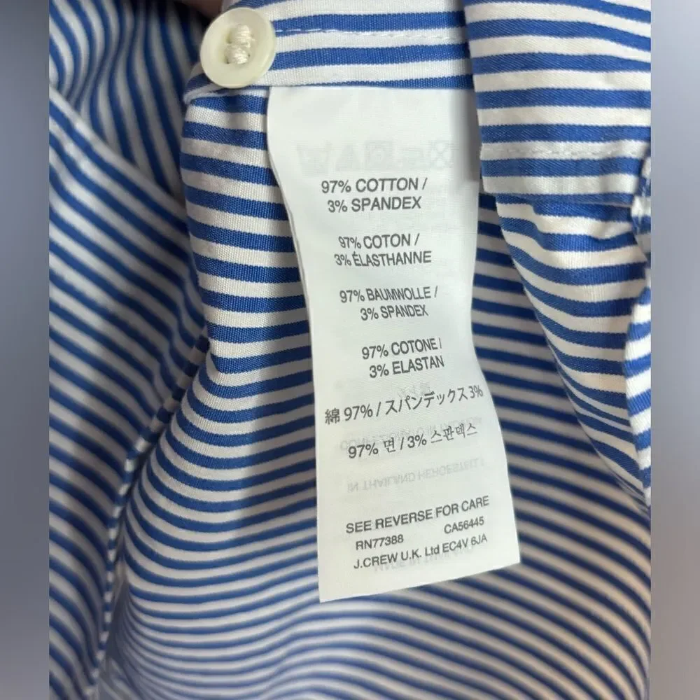 J. Crew EUC blue/white striped stretch perfect button down shirt size large T￼